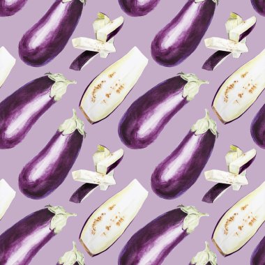 Sorunsuz suluboya patlıcan desenleri