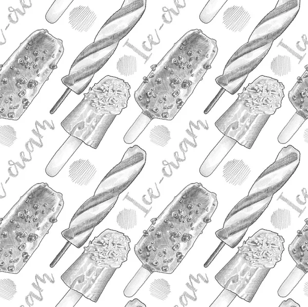 Seamless Pencil Ice-Cream Pattern