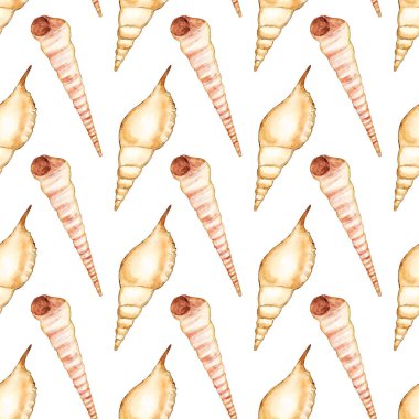 Sorunsuz suluboya deniz kabukları desen