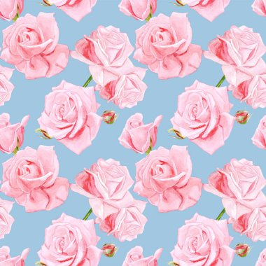 Sorunsuz suluboya pembe gül deseni