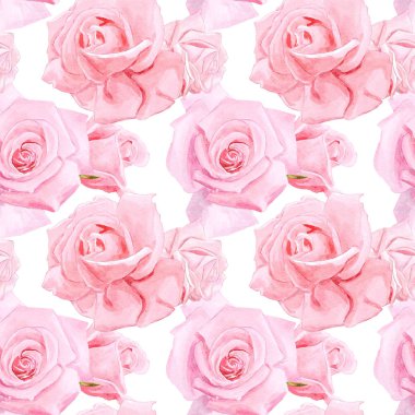 Sorunsuz suluboya pembe gül deseni