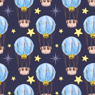 Sorunsuz suluboya sıcak hava balon desen