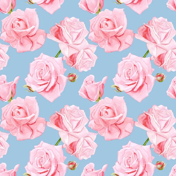 Seamless Watercolor Pink Roses Pattern — Stock Photo, Image