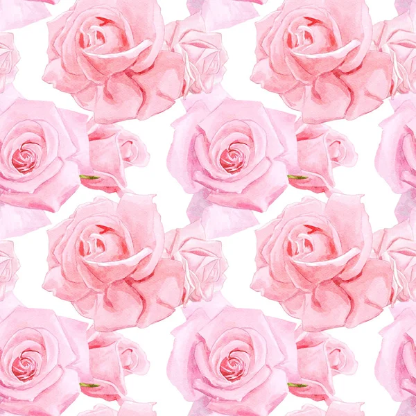 Acquerello Senza Soluzione Continuità Rosa Rose Modello — Foto Stock