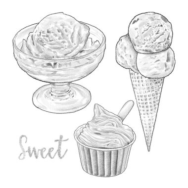 Kalem dondurma illüstrasyon Set