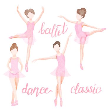 Suluboya genç Bale dansçısı illüstrasyon