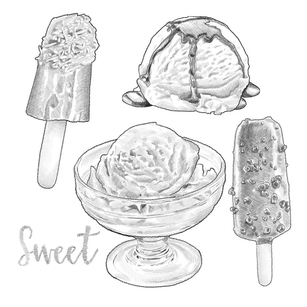 Conjunto Ilustración Helados Lápices —  Fotos de Stock