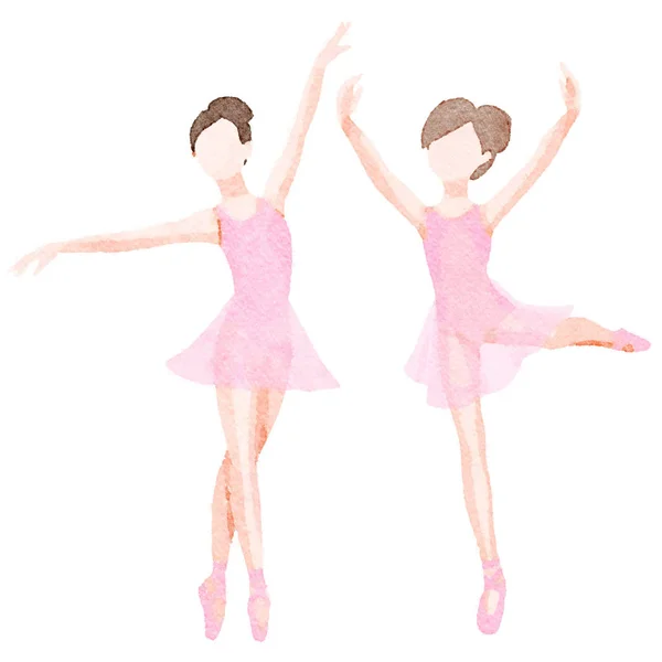 Akwarela Młodych Balet Tancerz Ilustracja — Zdjęcie stockowe
