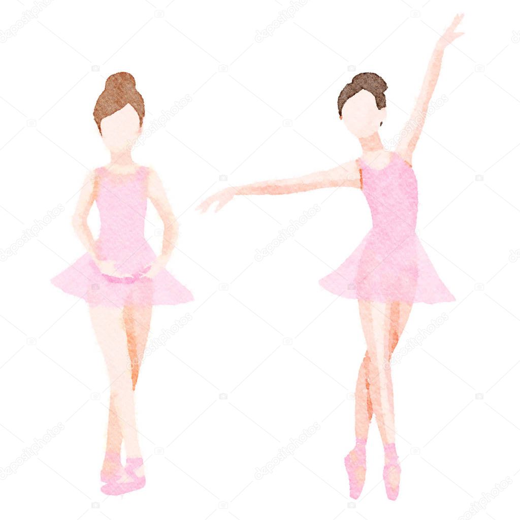 Watercolor Young Ballet Dancer Illustration