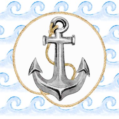 Suluboya çapa ipi çizim ile