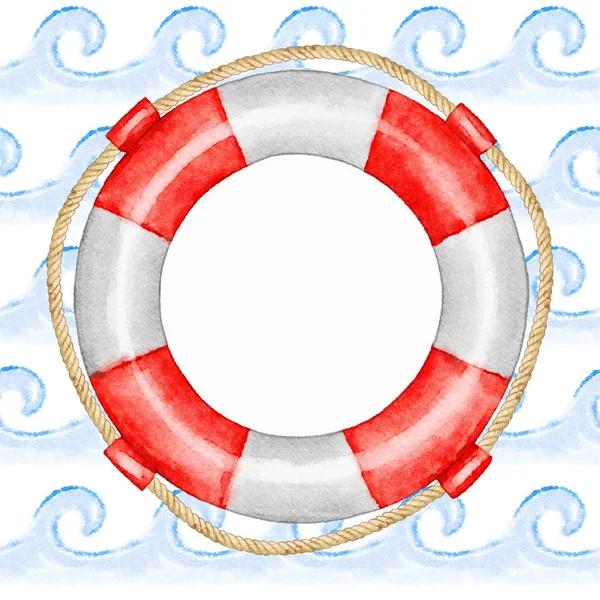Aquarell Meer Rettungsboje Illustration — Stockfoto