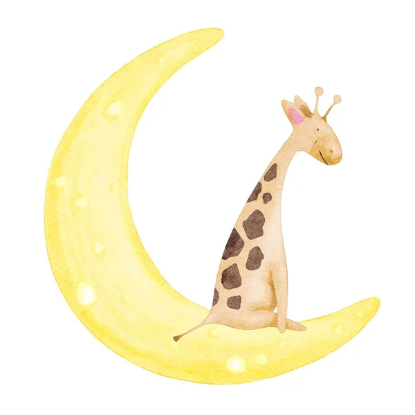 Aquarel Kids Giraffe Sky Illustraties — Stockfoto