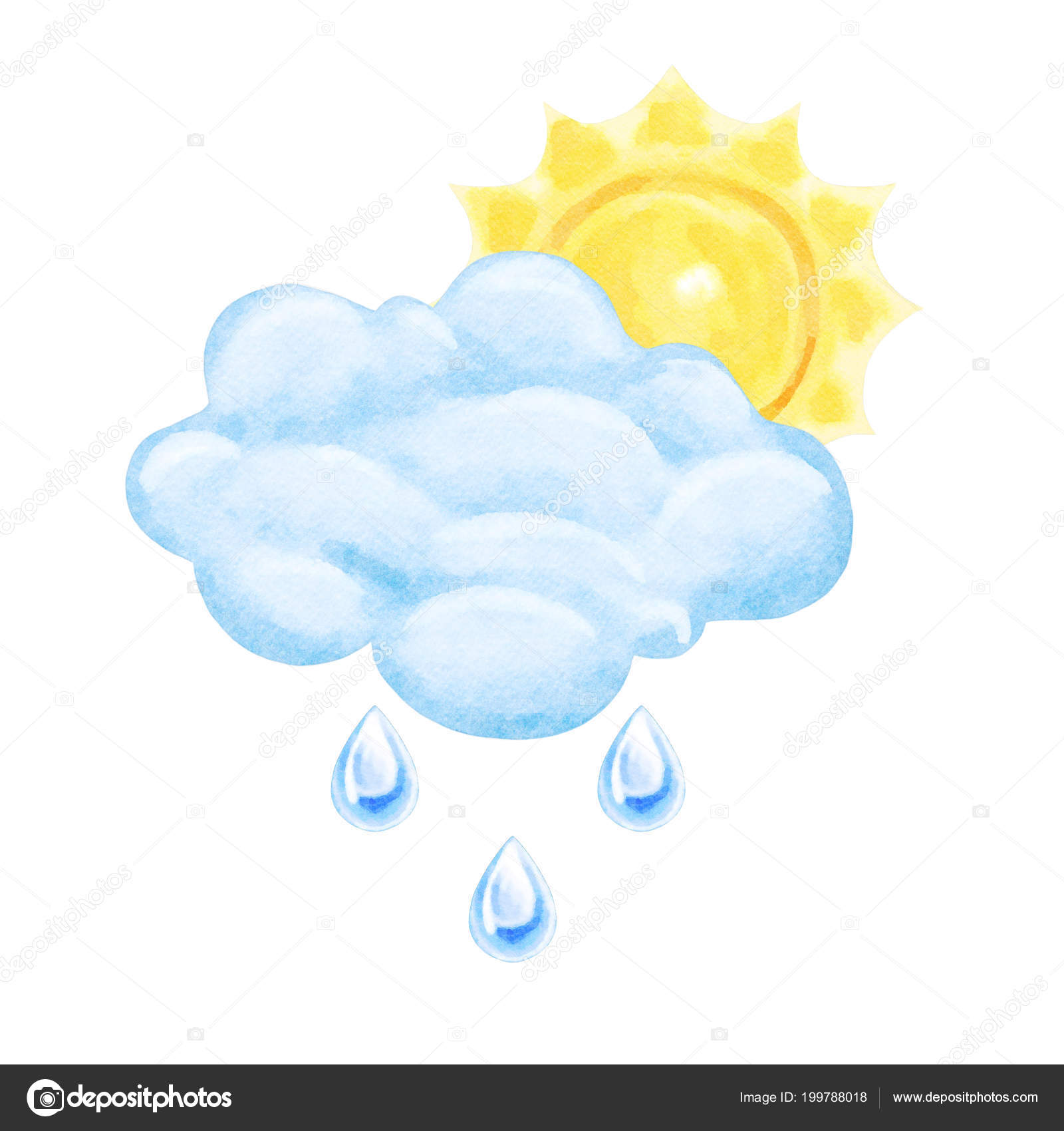 Wtercolor Sun Rain Symbol Illustration Stock Illustration by ©maryswell ...