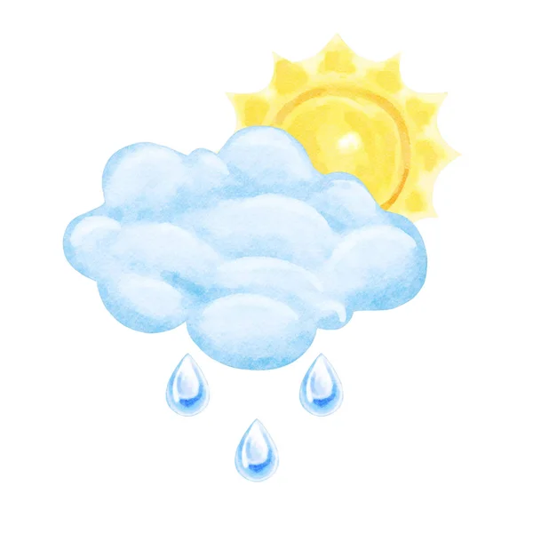 Ilustración Del Símbolo Del Sol Lluvia Wtercolor —  Fotos de Stock