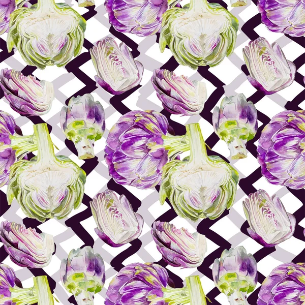 紫色洋芋水彩无缝图案 — 图库照片