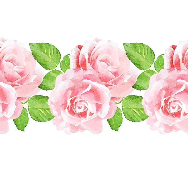 Pink Roses Watercolor Seamless Pattern — Stock Photo, Image