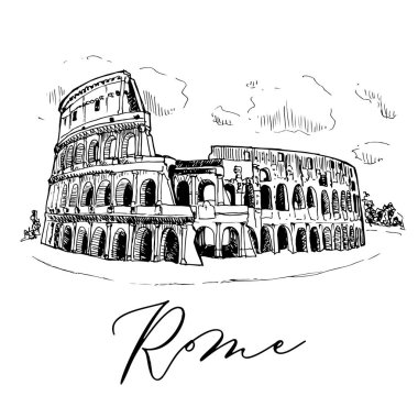 Colosseum Vektör Sketch Seyahat İtalya'da