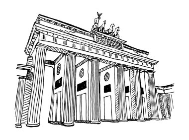 Brandenburg Kapısı Berlin Sketch İllüstrasyon