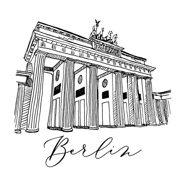 Brandenburgi kapu Berlinben vázlat illusztráció — Stock Vector
