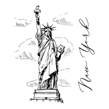 Özgürlük Heykeli Vektör Çizim Illüstrasyon