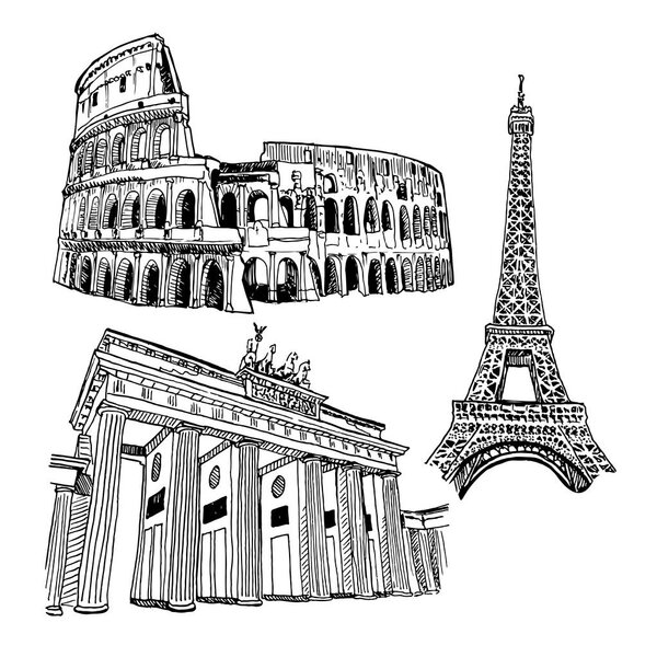 Landmarks Of Capitals Vector Sketch Set