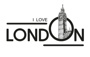 Big Ben Vector Sketch İllüstrasyon ile Love London