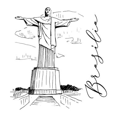 Rio de Janeiro'da İsa Mesih'in Vektör Heykeli