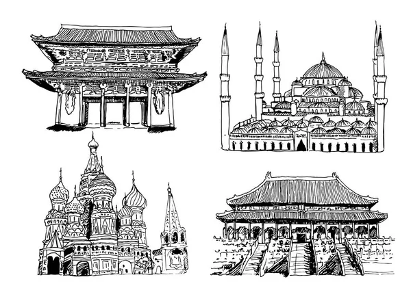 Hitos Vector Sketch Set Colección — Archivo Imágenes Vectoriales