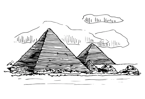 エジプトのピラミッドベクトルスケッチイラスト — ストックベクタ