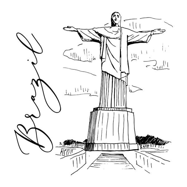 Estatua Vectorial de Jesucristo en Río de Janeiro — Vector de stock