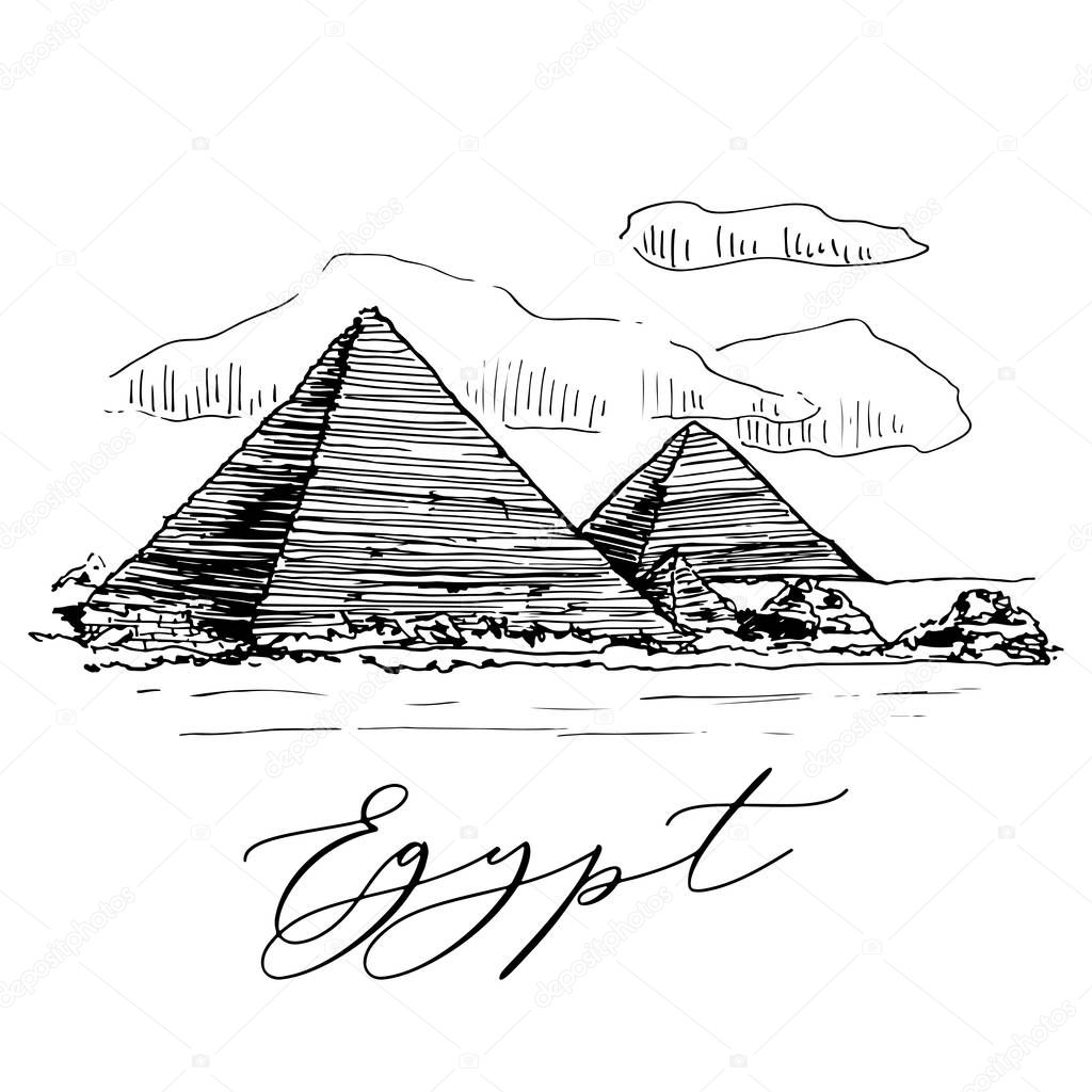 Egyptian Pyramids Vector Sketch Illustration