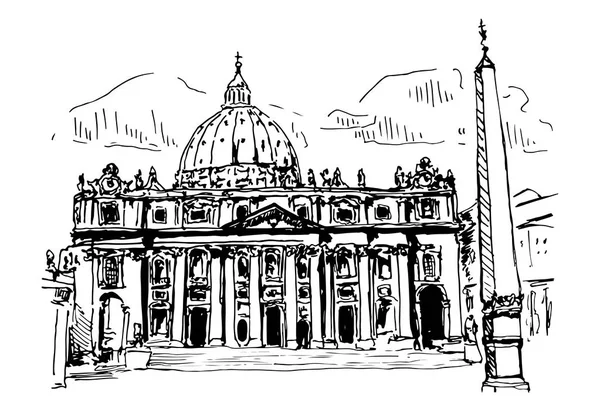 Illustrazione dello schizzo vettoriale della cattedrale vaticana — Vettoriale Stock