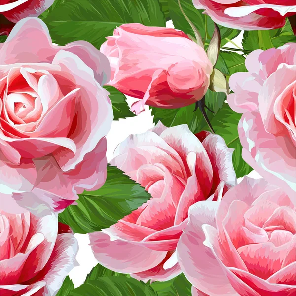 Róże kwiaty Vector bezszwowe wzór — Wektor stockowy
