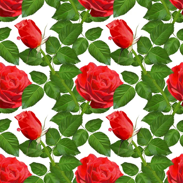 玫瑰花矢量无缝模式 — 图库矢量图片