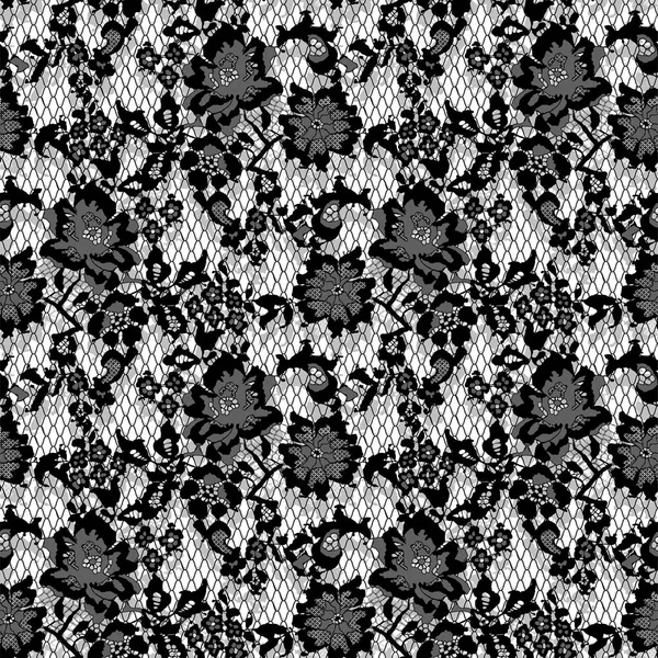 矢量黑色无缝蕾丝图案 — 图库矢量图片