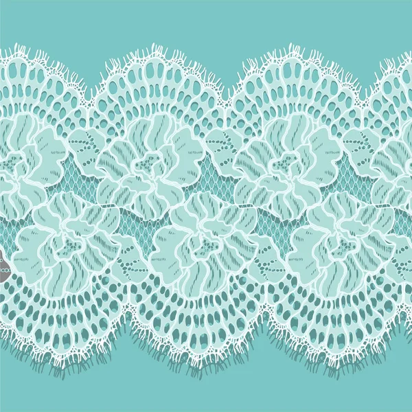 Branco Lace Vector padrão detalhado sem costura — Vetor de Stock