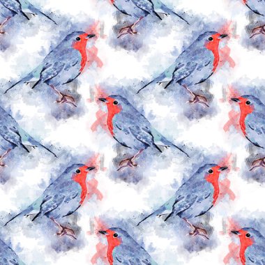 Avrupa robin Dikişsiz Suluboya Deseni