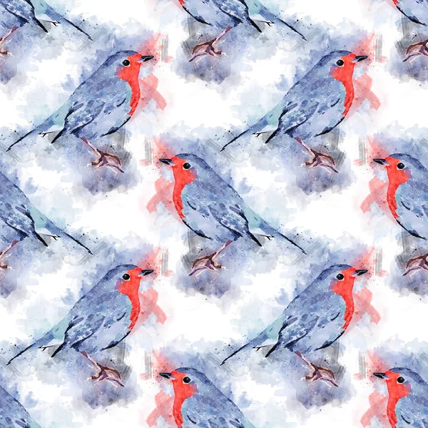 Avrupa robin Dikişsiz Suluboya Deseni