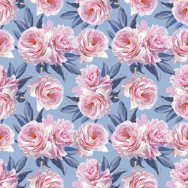 Pembe Şakayık Vektör El Çizilmiş Dikişsiz Desen