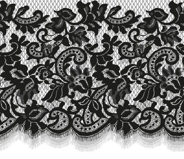 Black Lace Vector Detailed Seamless Pattern — Stock Vector