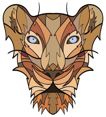 Aslanın kafasından stilize bir dövme şeklinde