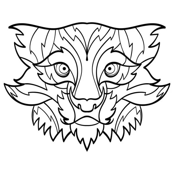 Bobcat Cabeza Tatuaje Lince — Vector de stock