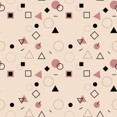 Moda, tekstil, tasarım ve duvar kağıtları için Memphis stili geometrik kusursuz desen.