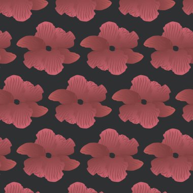 Çiçeksiz desen, koyu siyah arka planda güzel çiçekler. Moda baskıları için desen.