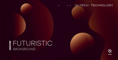 Soyut sıvı şekiller. Sıvı ve yuvarlak kahverengi balmumu şekilli koyu arkaplan, gölgeler ve ışık efektleri. Metin için modern tasarım şablonu. Vektör.