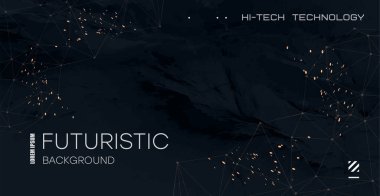 Mermer lekeli, altın üçgenli lüks bir pankart. Altın tozlu koyu grunge soyut arka plan. Vektör pankartı tasarımı. Vektör.