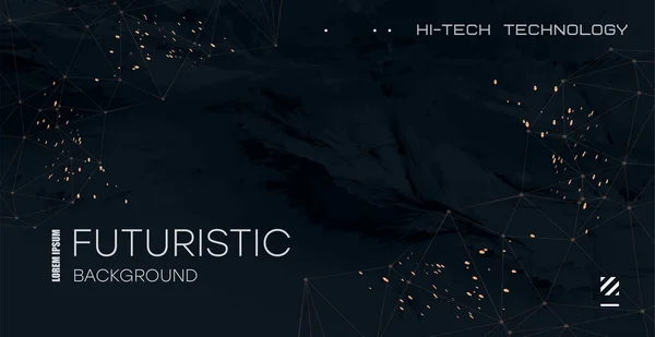 Mermer lekeli, altın üçgenli lüks bir pankart. Altın tozlu koyu grunge soyut arka plan. Vektör pankartı tasarımı. Vektör.