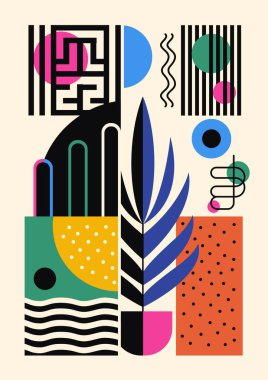 Geometrik Şekillerle Soyut Boyama. Minimalist grafikler. Vektör EPS 10