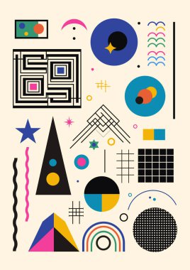 Geometrik Şekillerle Soyut Boyama. Minimalist grafikler. Vektör EPS 10