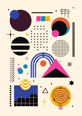 Geometrik Şekillerle Soyut Boyama. Minimalist grafikler. Vektör EPS 10